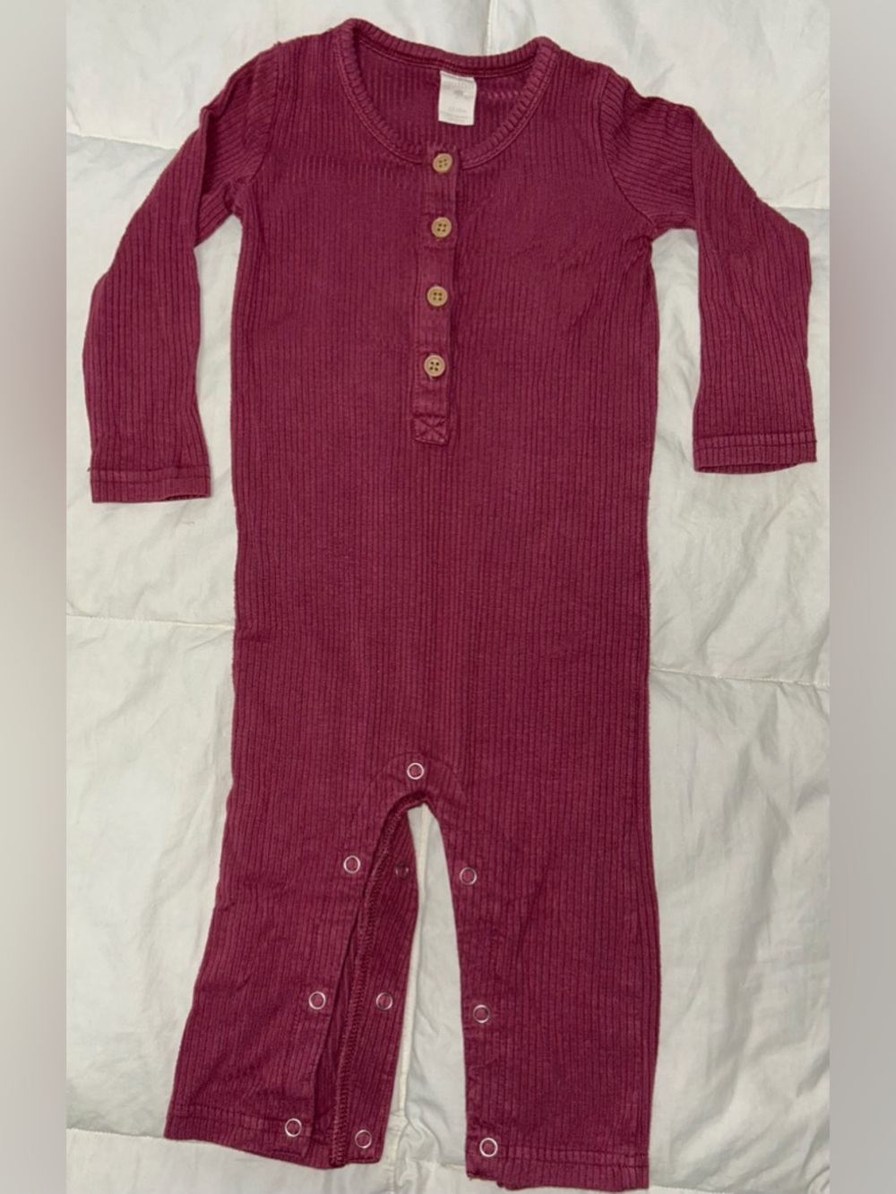 Kate Quinn bamboo ribbed knit romper sz 12-18 months snap crotch
